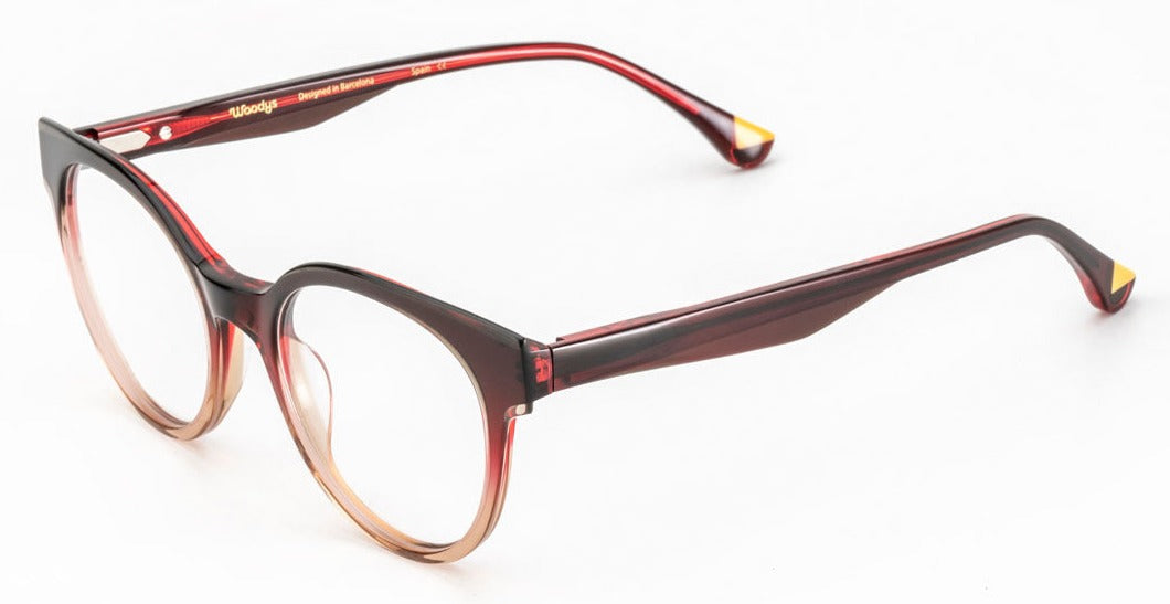 Alexander Daas - Woodys Bardini Eyeglasses - Deep Red Fade - Side View