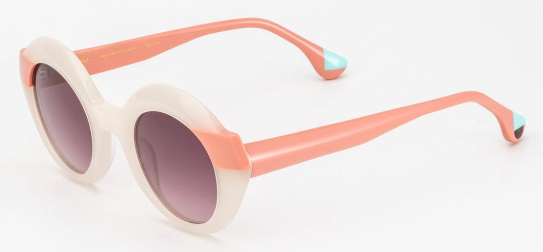 Alexander Daas - Woodys Beth Sunglasses - Cream & Peach - Side View