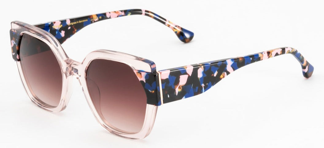 Alexander Daas - Woodys Bruni Sunglasses - Pink Blue Tortoise - Side View