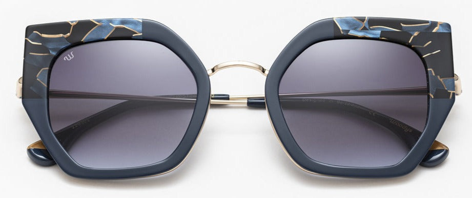 Alexander Daas - Woodys Christina Sunglasses - Navy Blue &amp; Gold - Front View