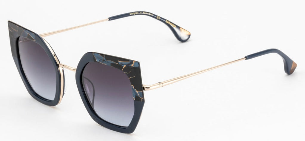 Alexander Daas - Woodys Christina Sunglasses - Navy Blue & Gold - Side View