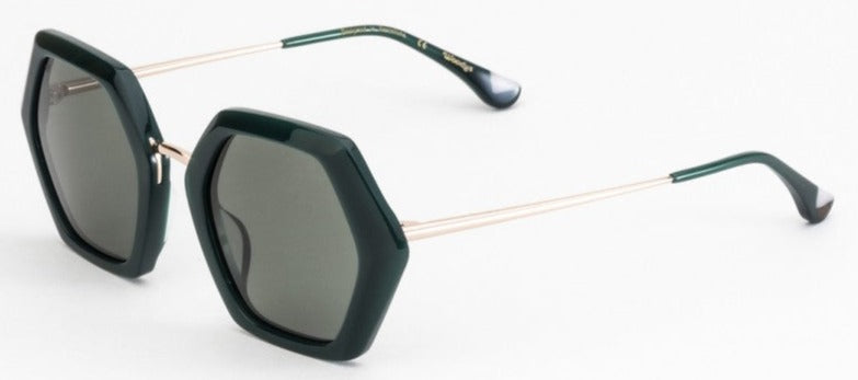 Alexander Daas - Woodys Claudia Sunglasses - Green & Gold - Side View