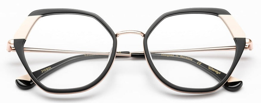Alexander Daas - Woodys Finn Eyeglasses - Black, Ivory &amp; Gold - Front View