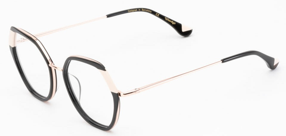 Alexander Daas - Woodys Finn Eyeglasses - Black, Ivory & Gold - Side View
