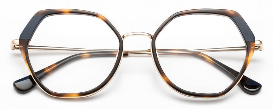 Alexander Daas - Woodys Finn Eyeglasses - Navy Blue &amp; Gold - Front View