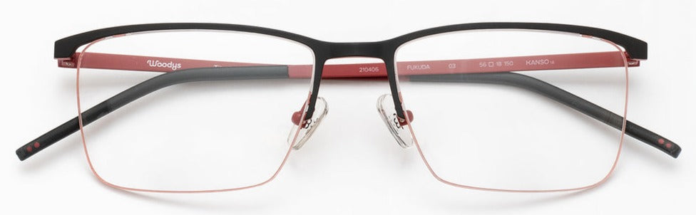 Alexander Daas - Woodys Fukuda Eyeglasses - Matte Black & Red - Front View