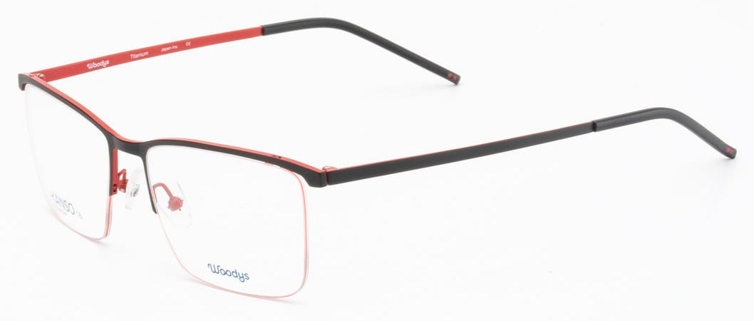Alexander Daas - Woodys Fukuda Eyeglasses - Matte Black & Red - Side View