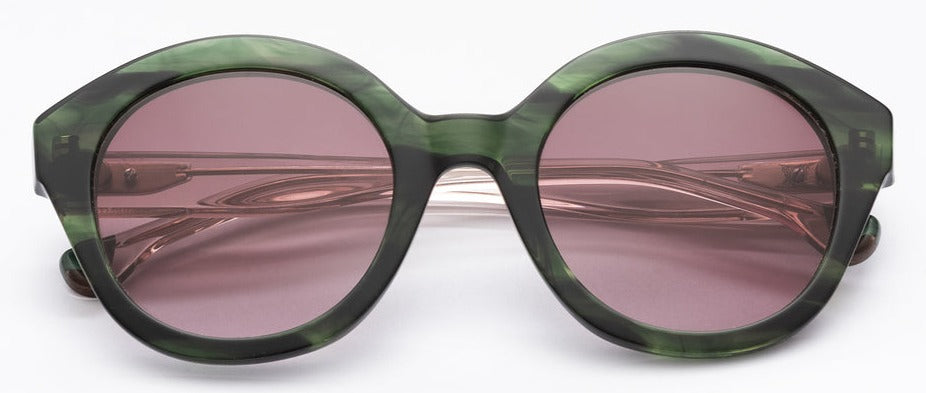 Alexander Daas - Woodys Gloria Sunglasses - Green Horn & Clear Pink - Front View