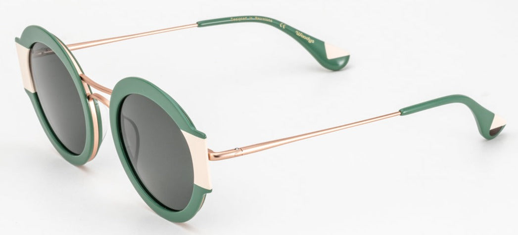 Alexander Daas - Woodys Heidi Sunglasses - Green &amp; Rose Gold - Side View