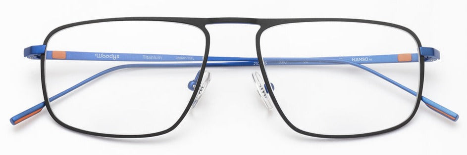 Alexander Daas - Woodys Ikko Eyeglasses - Matte Black & Blue - Front View