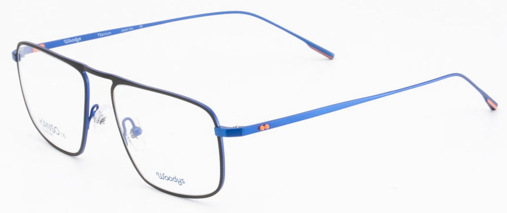 Alexander Daas - Woodys Ikko Eyeglasses - Matte Black &amp; Blue - Side View