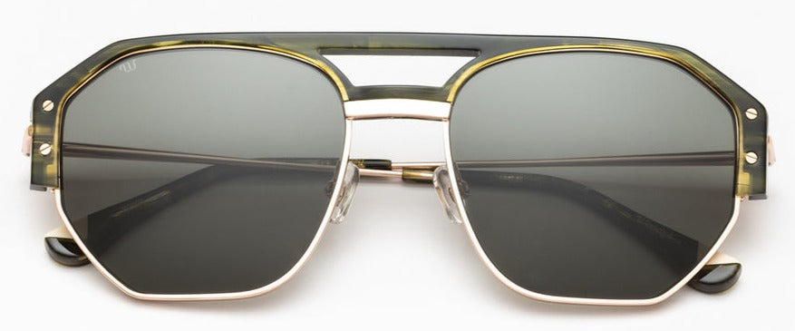 Alexander Daas - Woodys Kloss Sunglasses - Rose Gold & Green - Front View