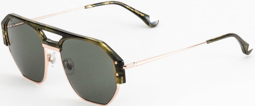 Alexander Daas - Woodys Kloss Sunglasses - Rose Gold & Green - Side View