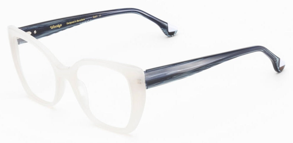 Alexander Daas - Woodys Loyds Eyeglasses - White & Navy Blue - Side View