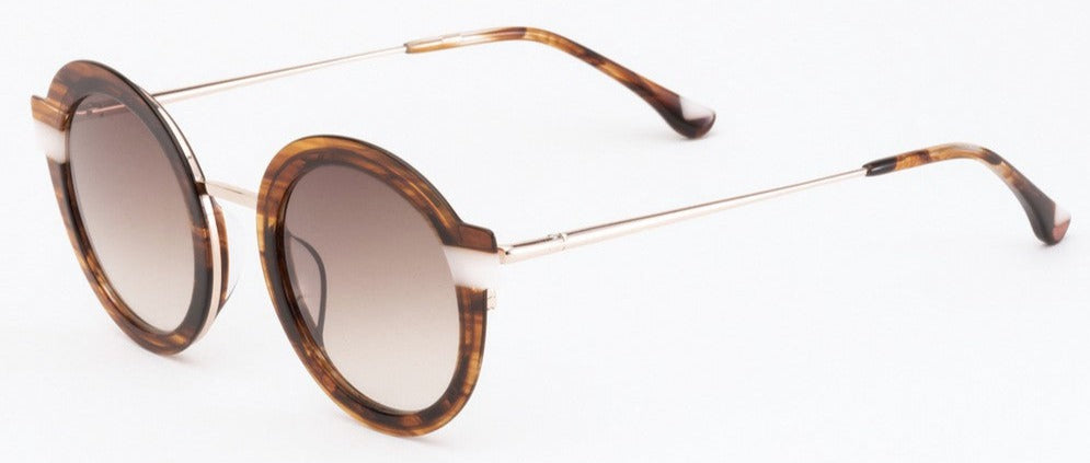 Alexander Daas - Woodys Magali Sunglasses - Brown Horn &amp; Gold - Side View