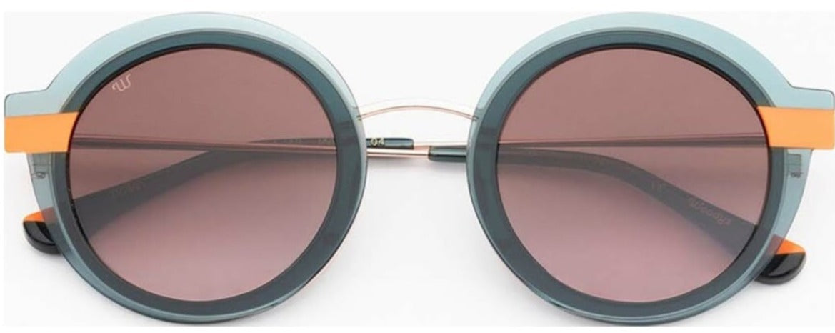 Alexander Daas - Woodys Magali Sunglasses - Teal &amp; Rose Gold - Front View
