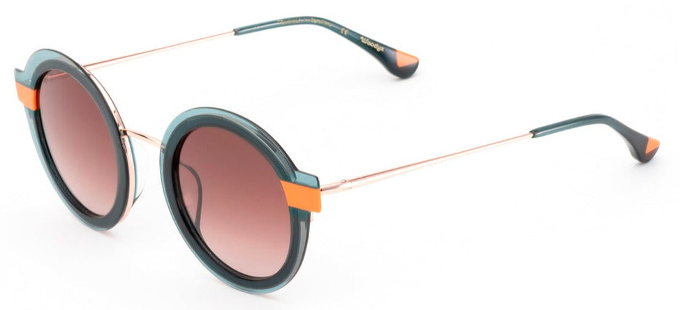 Alexander Daas - Woodys Magali Sunglasses - Teal & Rose Gold - Side View