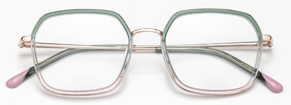 Alexander Daas - Woodys Malini Eyeglasses - Green, Pink &amp; Rose Gold - Front View