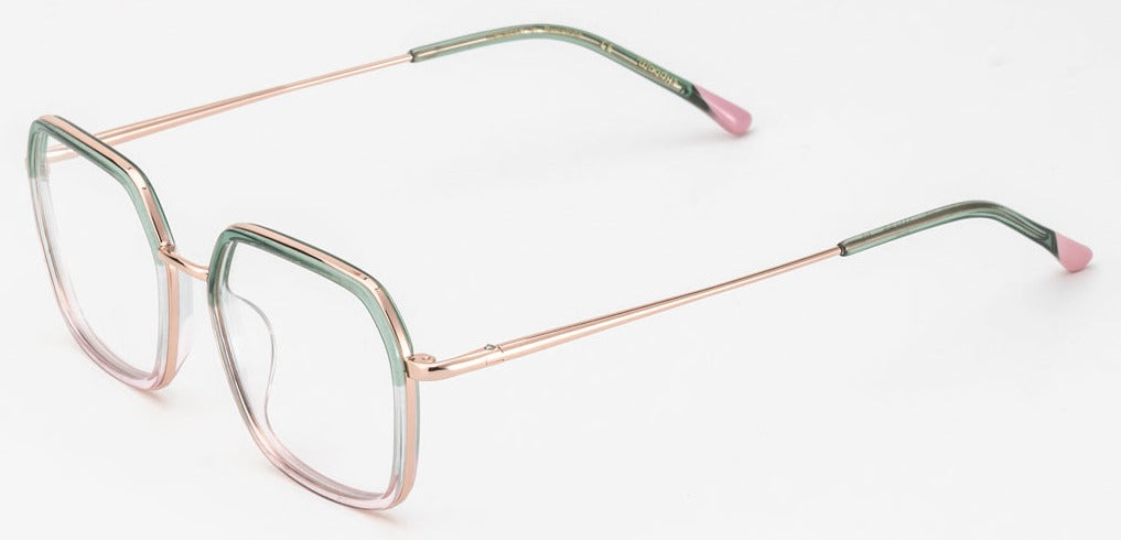 Alexander Daas - Woodys Malini Eyeglasses - Green, Pink & Rose Gold - Side View