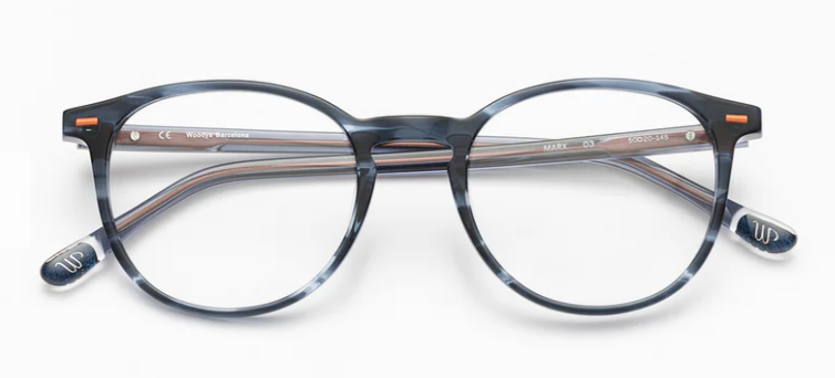 Alexander Daas - Woodys Marx Eyeglasses - Striated Blue - Front View