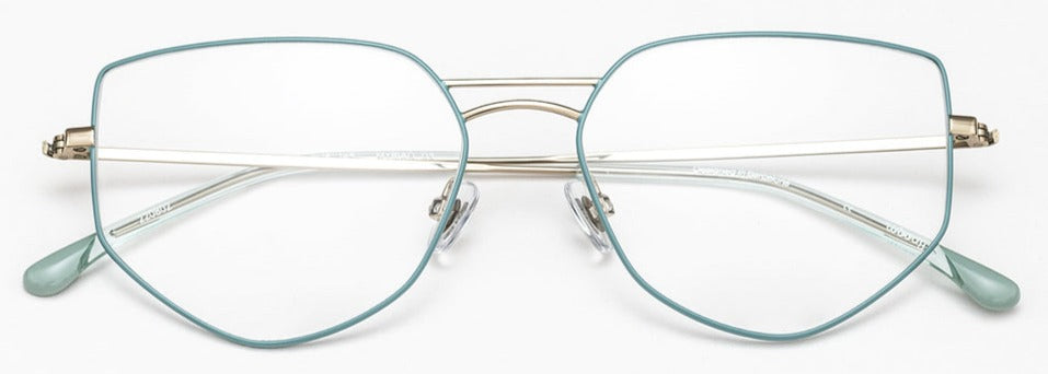 Alexander Daas - Woodys Myriad Eyeglasses - Teal &amp; Gold - Front View