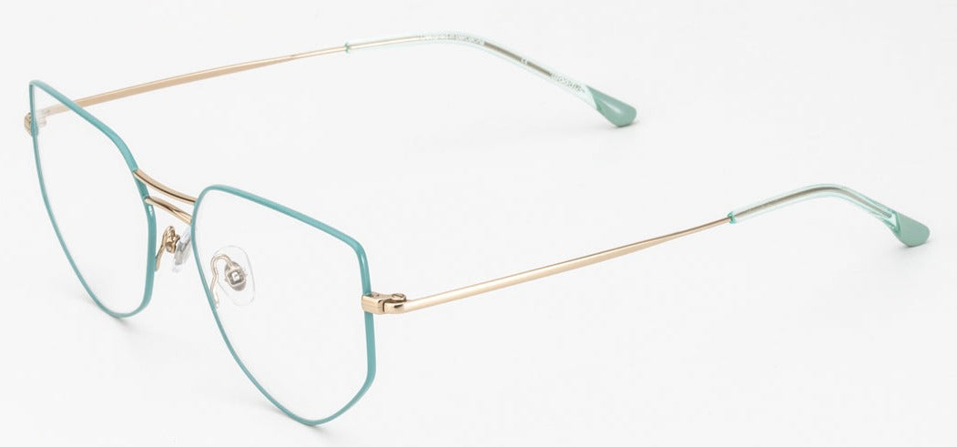 Alexander Daas - Woodys Myriad Eyeglasses - Teal & Gold - Side View