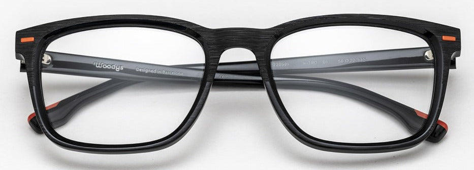 Alexander Daas - Woodys Nitro Eyeglasses - Matte Black &amp; Orange - Front View