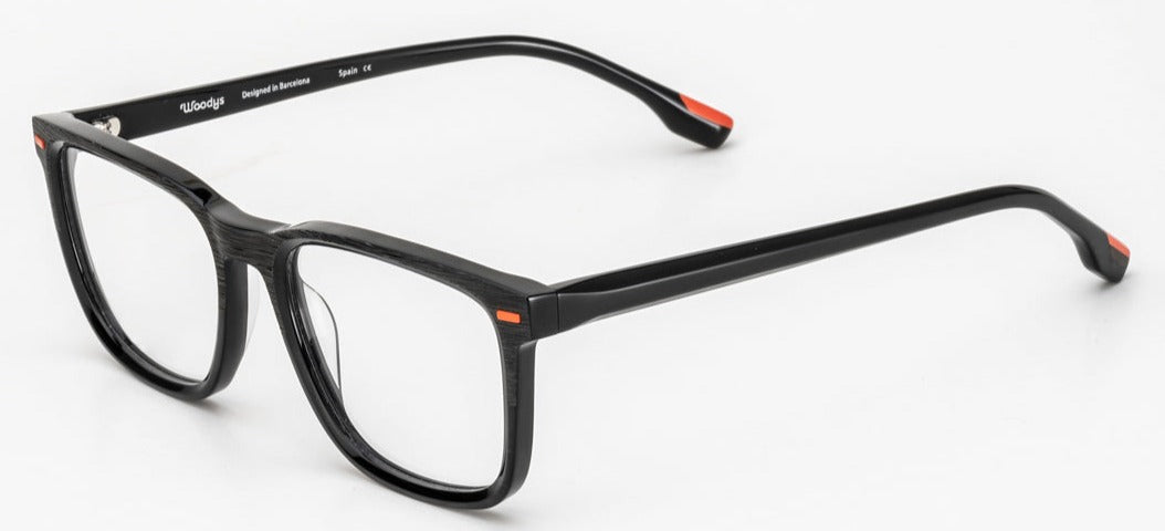 Alexander Daas - Woodys Nitro Eyeglasses - Matte Black & Orange - Side View