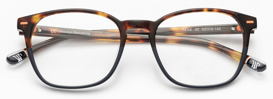 Alexander Daas - Woodys Rene Eyeglasses - Navy Blue Fade & Tortoise - Front View