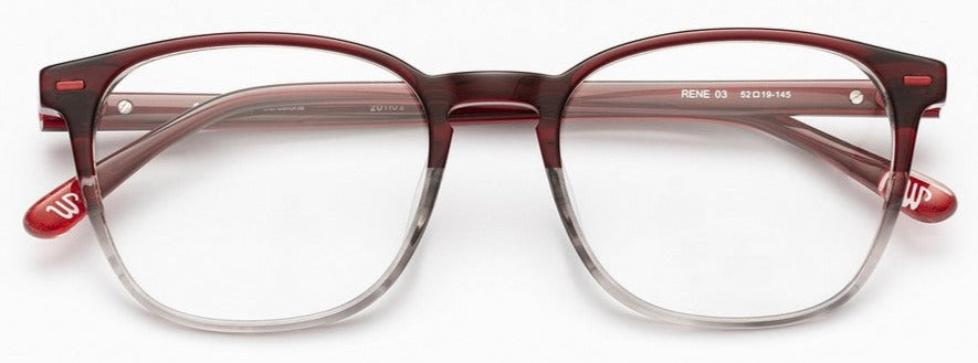 Alexander Daas - Woodys Rene Eyeglasses - Red & Smoke Grey Fade - Front View