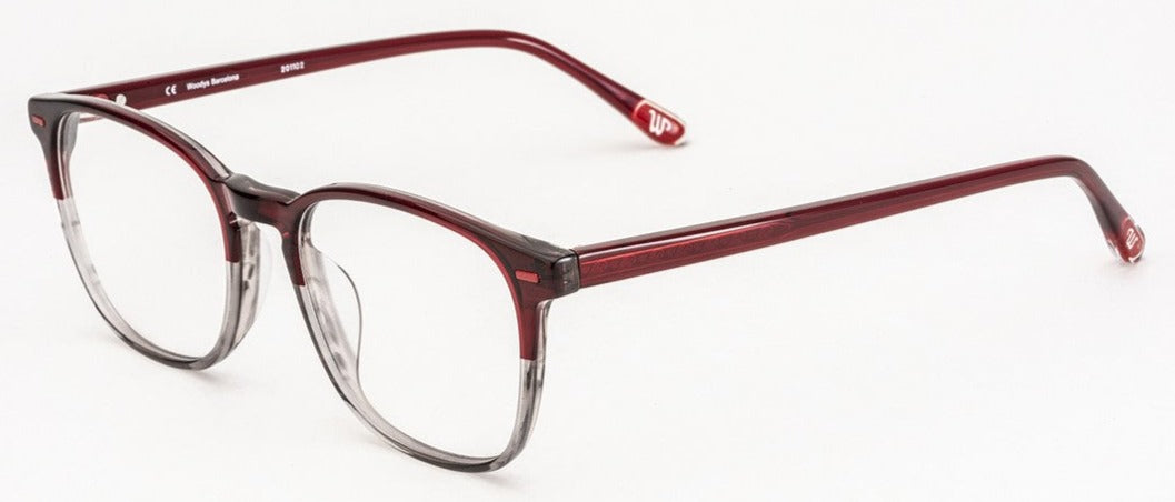 Alexander Daas - Woodys Rene Eyeglasses - Red & Smoke Grey Fade - Side View