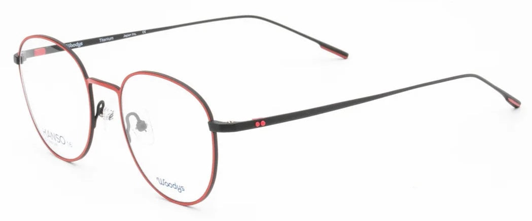 Alexander Daas - Woodys Shiro Eyeglasses - Matte Red &amp; Black - Side View