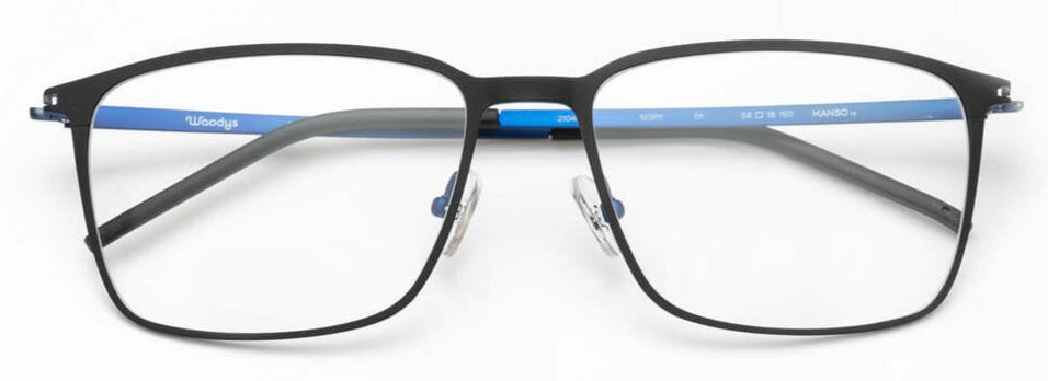 Alexander Daas - Woodys Sory Eyeglasses - Matte Black & Blue - Front View