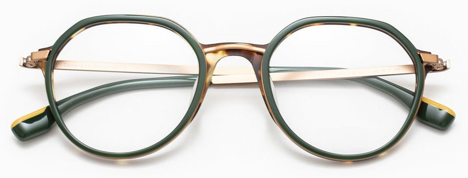 Alexander Daas - Woodys Spinoza Eyeglasses - Deep Green &amp; Rose Gold - Front View