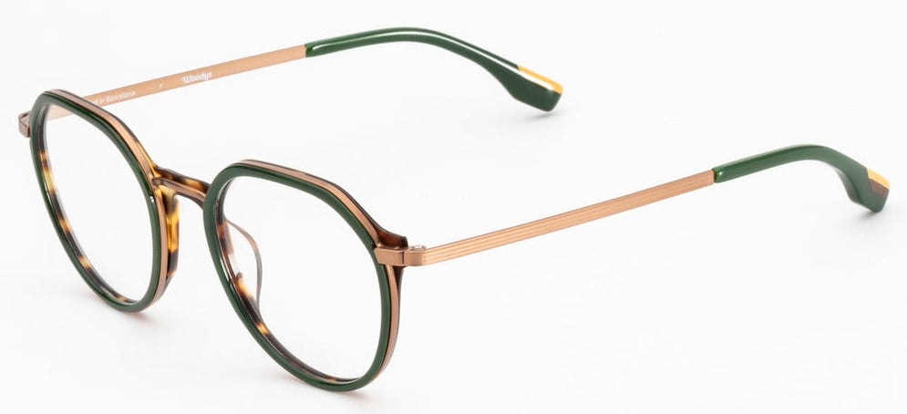Alexander Daas - Woodys Spinoza Eyeglasses - Deep Green & Rose Gold - Side View