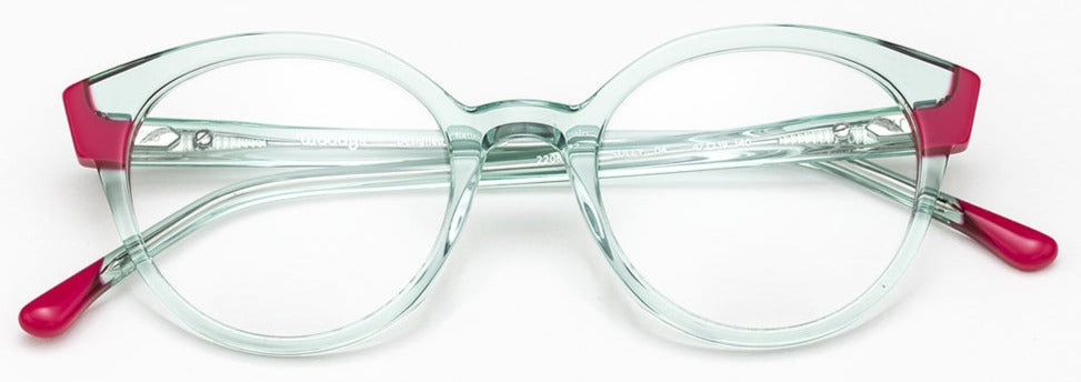 Alexander Daas - Woodys Sully Eyeglasses - Clear Green &amp; Hot Pink - Front View