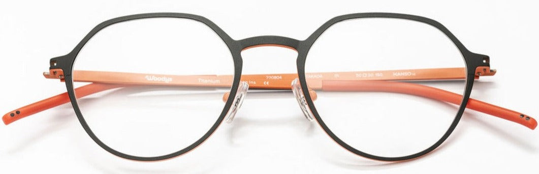 Alexander Daas - Woodys Takada Eyeglasses - Matte Black &amp; Orange - Front View