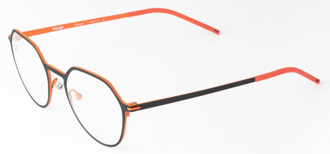 Alexander Daas - Woodys Takada Eyeglasses - Matte Black & Orange - Side View