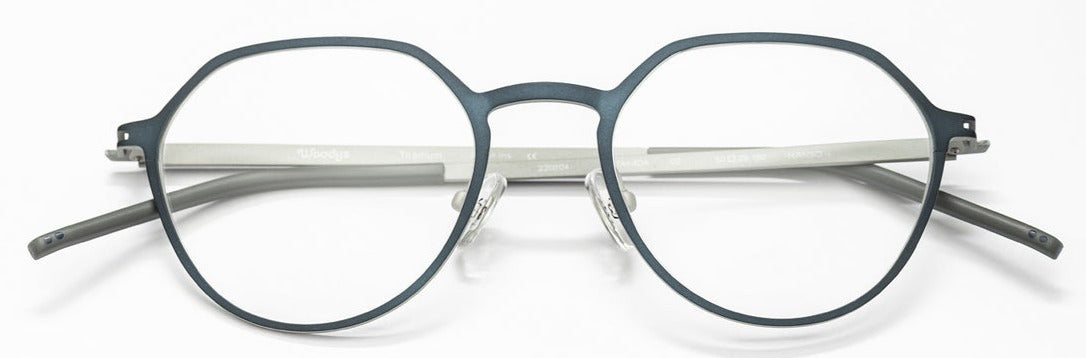 Alexander Daas - Woodys Takada Eyeglasses - Matte Blue & Silver - Front View