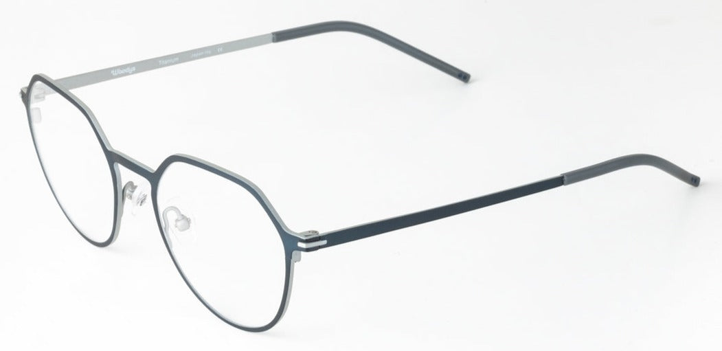 Alexander Daas - Woodys Takada Eyeglasses - Matte Blue & Silver - Side View