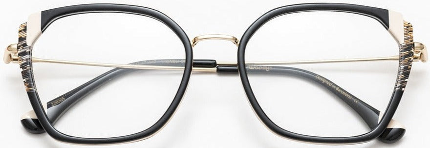 Alexander Daas - Woodys Vigneli Eyeglasses - Black & Gold - Front View