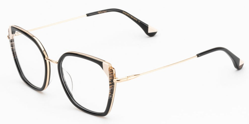 Alexander Daas - Woodys Vigneli Eyeglasses - Black & Gold - Side View
