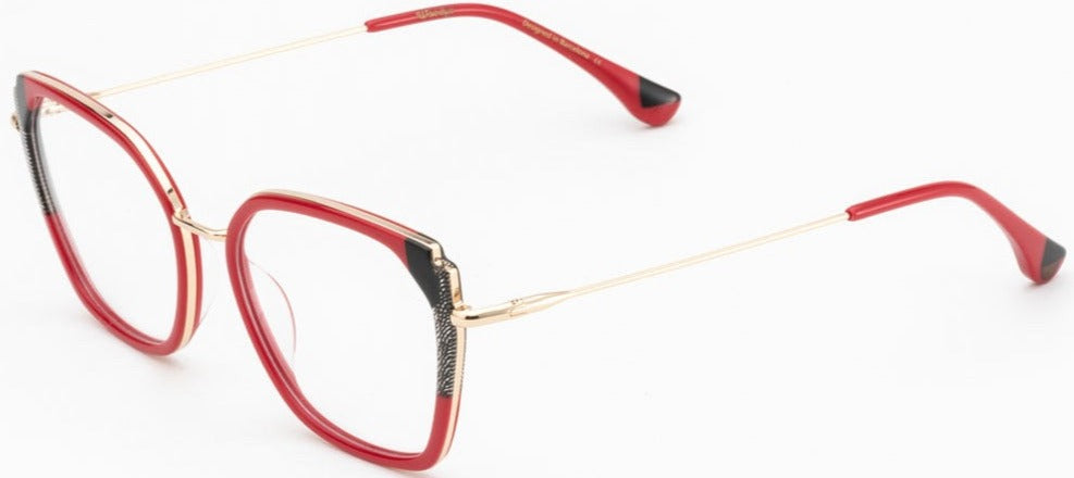 Alexander Daas - Woodys Vigneli Eyeglasses - Red & Gold - Side View