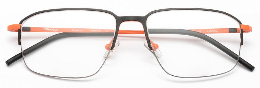Alexander Daas - Woodys Yanagi Eyeglasses - Matte Black & Orange - Front View
