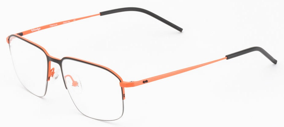 Alexander Daas - Woodys Yanagi Eyeglasses - Matte Black & Orange - Side View