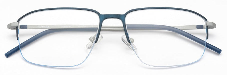 Alexander Daas - Woodys Yanagi Eyeglasses - Matte Blue & Silver - Front View