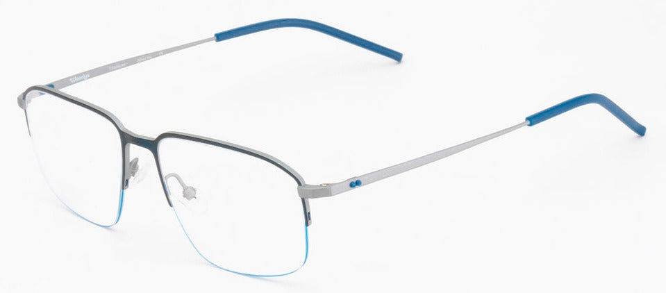 Alexander Daas - Woodys Yanagi Eyeglasses - Matte Blue & Silver - Side View