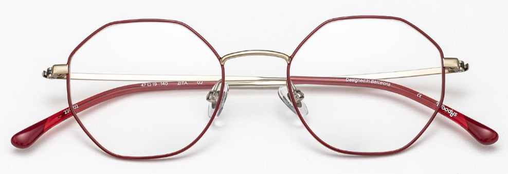Alexander Daas - Woodys Zita Eyeglasses - Red & Gold - Front View