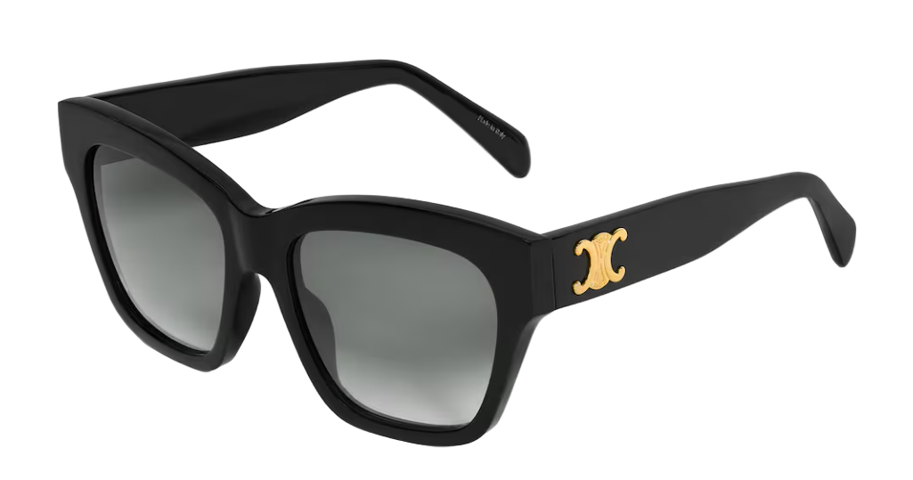 Alexander Daas -  Celine CL40253F Sunglasses - 01f Shiny Black Gold - Brown Gradient - Side View