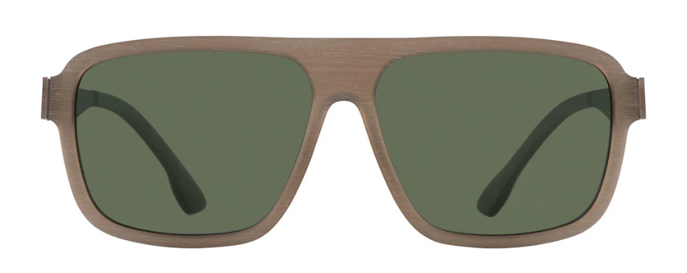 Alexander Daas - IC Berlin Egon Sunglasses - Walnut Rough - Dark Green - Front View